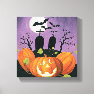 Spöklikt Halloween spökat hus Canvastryck
