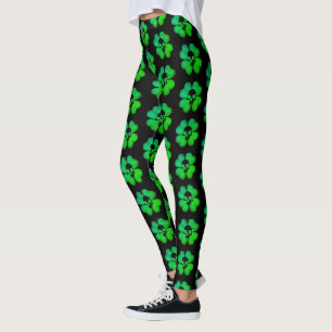 Spöklikt skalleshamrockmönster leggings