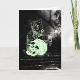 Spöklikt ZombiekattHalloween kort