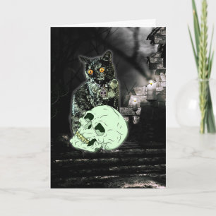 Spöklikt ZombiekattHalloween kort
