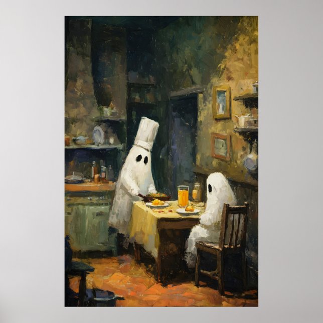 Spökmatdatumsmålning, tryckt Halloween Poster (Framsidan)