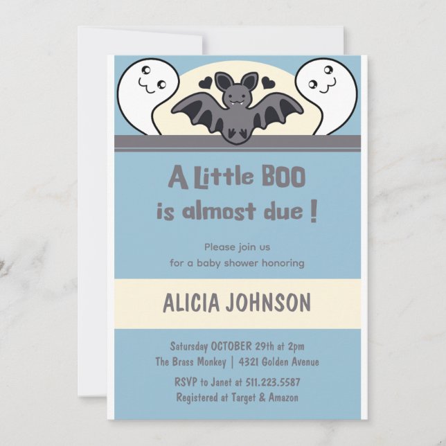 Spökpojke Söt Halloween Bebis babyshower Inbjudningar (Framsida)