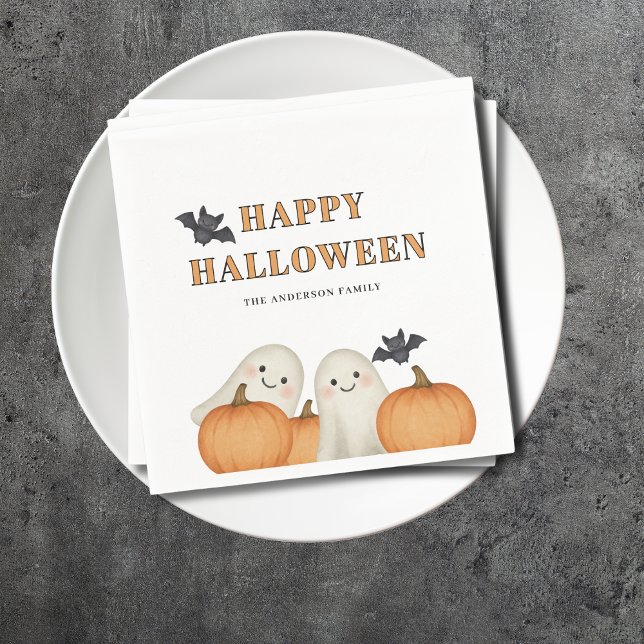 Spökpumpa Personlig Halloweenfest  Pappersservett (Skapare uppladdad)