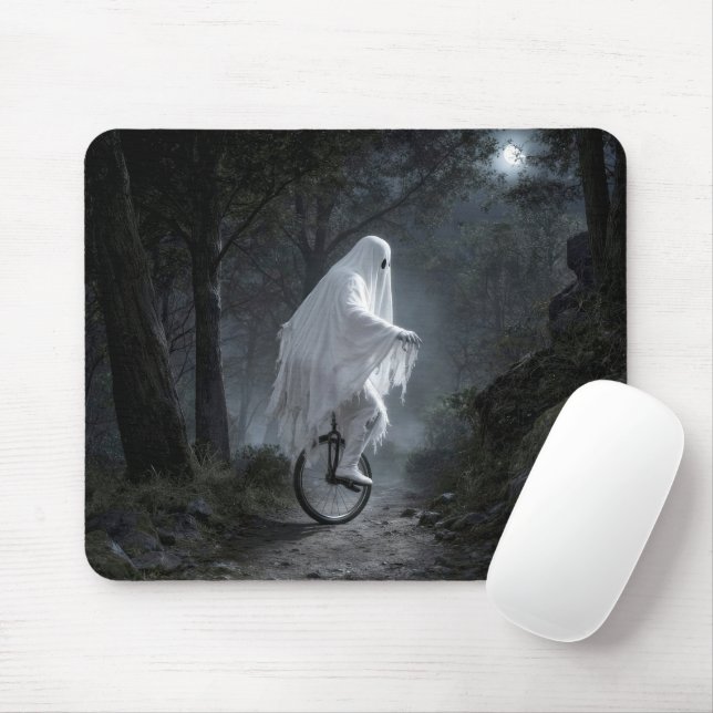 Spökridning på enhjuling i en kuslig skog musmatta (Med mus)