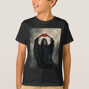 Spökrött hjärta hand skrämmande ansikte skräckaffi t shirt