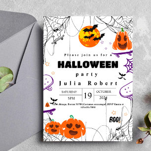 spökskateboard Halloween pumpkin lila Inbjudningar