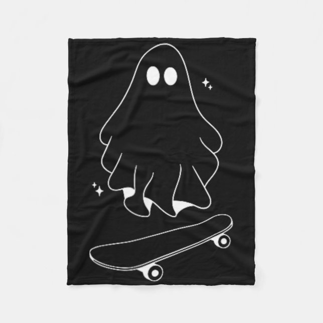 Spökskateboard Lata Halloween-kostym Rolig Skate Fleecefilt (Framsidan)