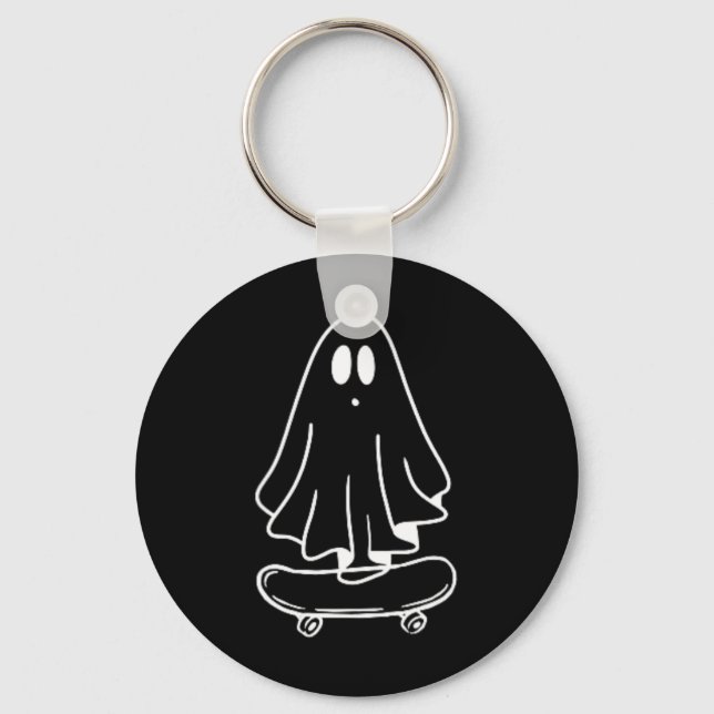 Spökskateboard Lata Halloween-kostym Rolig Skate Nyckelring (Framsida)