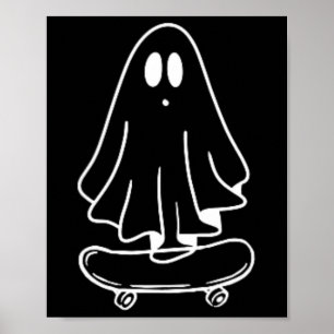 Spökskateboard Lätt Halloween-kostym Rolig Skate Poster