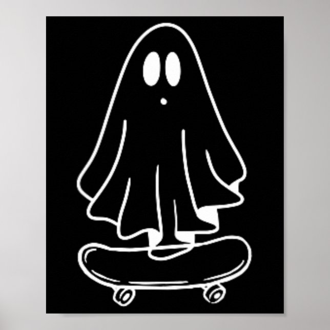 Spökskateboard Lätt Halloween-kostym Rolig Skate Poster (Framsidan)