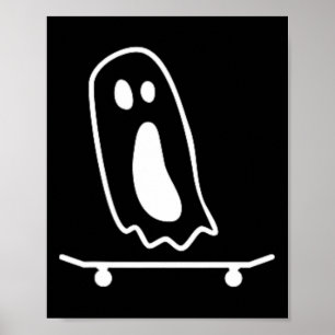 Spökskateboard Lätt Halloween-kostym Rolig Skate Poster