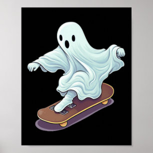 Spökskateboard Lätt Halloween-kostym Rolig Skate Poster
