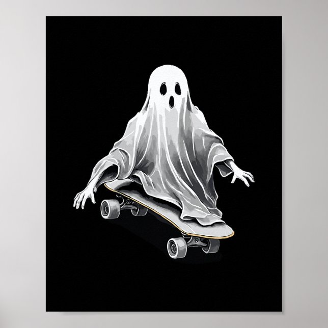 Spökskateboard Roligt Skateboard Lätt Halloween Poster (Framsidan)