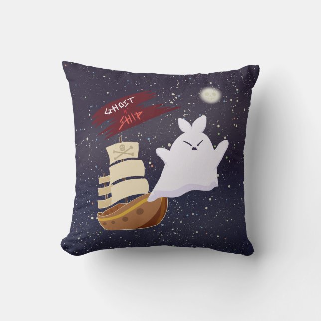 Spökskepp Halloween Kastepill Kudde (Framsida)