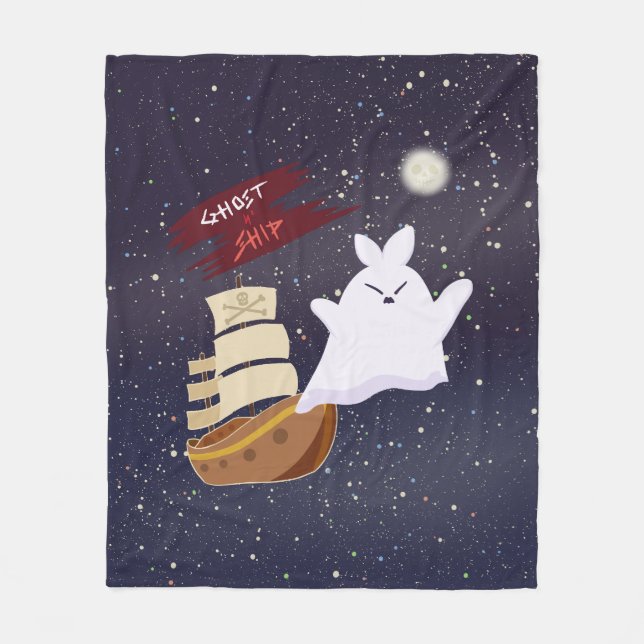 Spökskepp läskig Halloween fleecefilt (Framsidan)