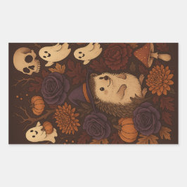 spökskog igelkott halloween rektangulärt klistermärke