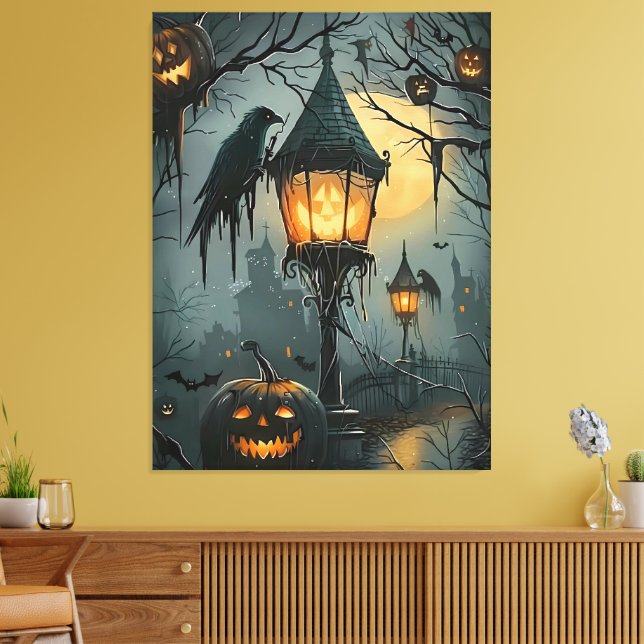Spökslottet – Halloween natt Canvastryck (Insitu (Vardagsrum))