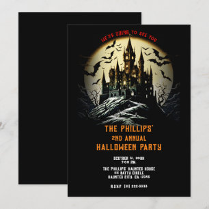 Spökslottet på kyrkogårdsbacken Halloween-fest Inbjudningar