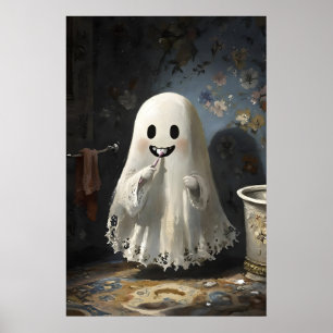 Spöktandborstning Badkarstryck, Mörkt Badrum Poster