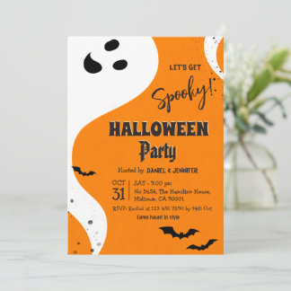 Spöktjej Halloween-fest Låt oss bli kusliga Orange Inbjudningar