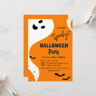 Spöktjej Halloween-fest Låt oss bli läskiga Orange Inbjudningar