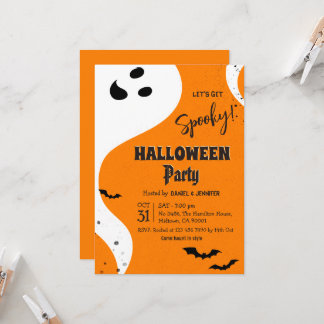Spöktjej Halloween-fest Låt oss bli läskiga Orange Inbjudningar