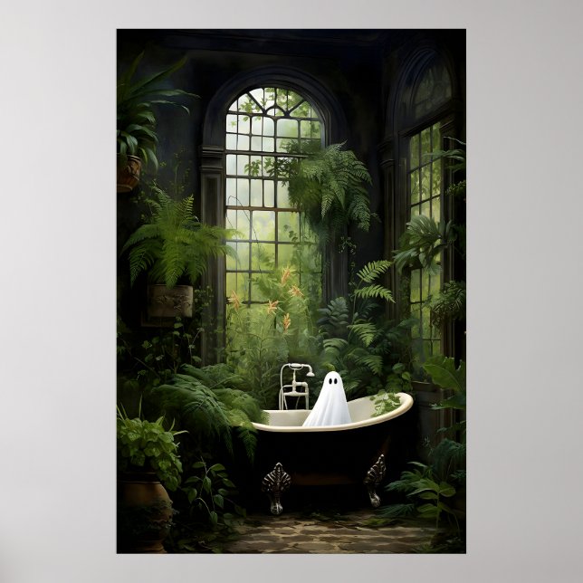 Spöktryck i badkar Botaniskt tryck, Mörk akademi Poster (Framsidan)
