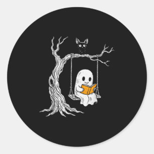 Spökuppläsning bok Halloween bibliotekarie lärare  Runt Klistermärke