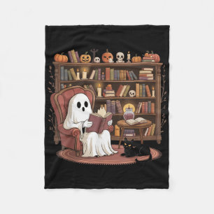 Spökuppläsning bokälskare Halloween kusligt biblio Fleecefilt