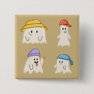 Spökvänner som bär färgglada hattar knapp