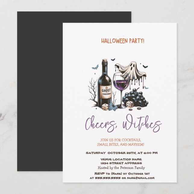Spökvin Halloweenfest Inbjudningar (Fram/baksida)