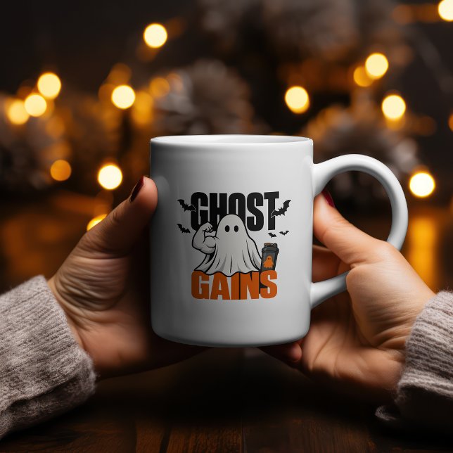 Spökvinster Halloween-träningsdesign Kaffemugg (Skapare uppladdad)