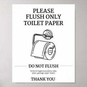 Spola Endast Toalettpapper Instruktion Poster
