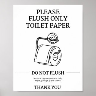 Spola Endast Toalettpapper Instruktion Poster