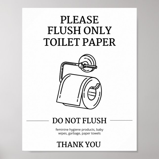 Spola Endast Toalettpapper Instruktion Poster (Framsidan)