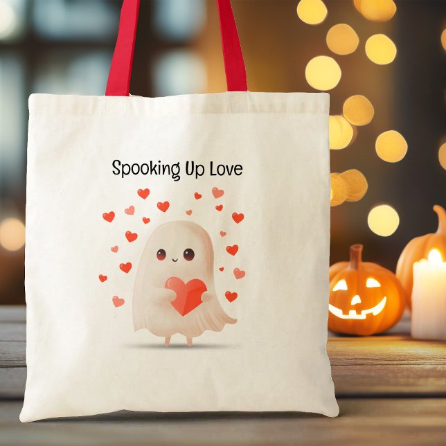 Spola upp Kärlek Cute Ghost Halloween Tygkasse (Spooking Up Love Cute Ghost Halloween Tote Bag)