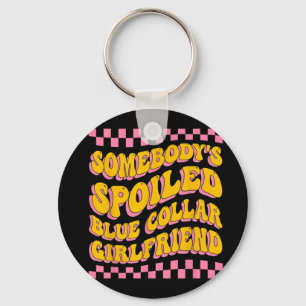 Spolad Blue Collar Girlkompis Groovy Mors dag Nyckelring