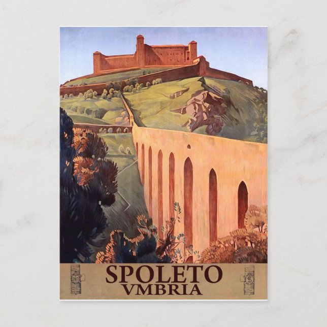 Spoleto, medeltida fästning, Umbrien, Italien Vykort (Framsida)