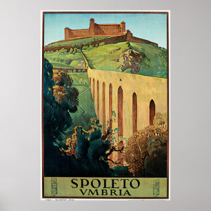 Spoleto Vmbria vintage resoraffisch Poster