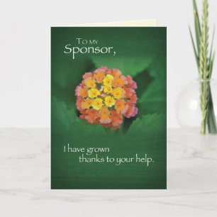 Sponsor 12 Step Recovery Tack Flower på Grönten Kort