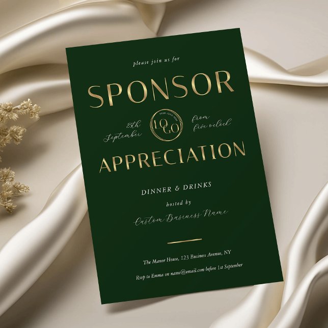 Sponsor Appreciation Green & Gold Logo Corporate Inbjudningar (Skapare uppladdad)