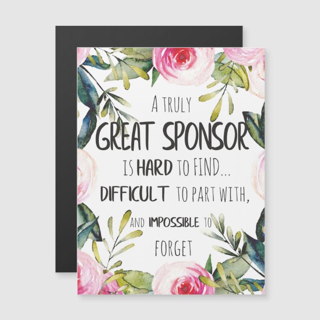 Sponsor för bekräftelsen Gift Truly Underbar spons (Fram/baksida)