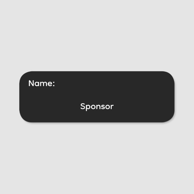 Sponsor Klassiskt Namn Märke PinBack Namnbricka (Framsida)