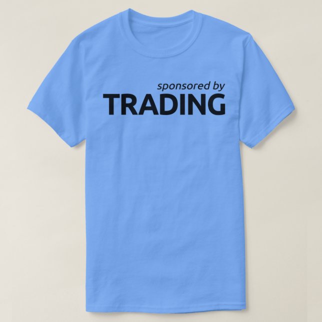 Sponsrat av lagrar lagrar börs t shirt (Design framsida)