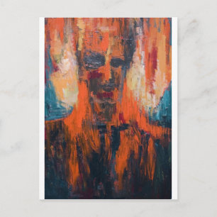 Spontan human Combustion (abstrakt porträtt) Vykort