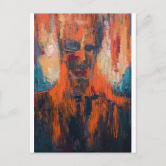 Spontan human Combustion (abstrakt porträtt) Vykort
