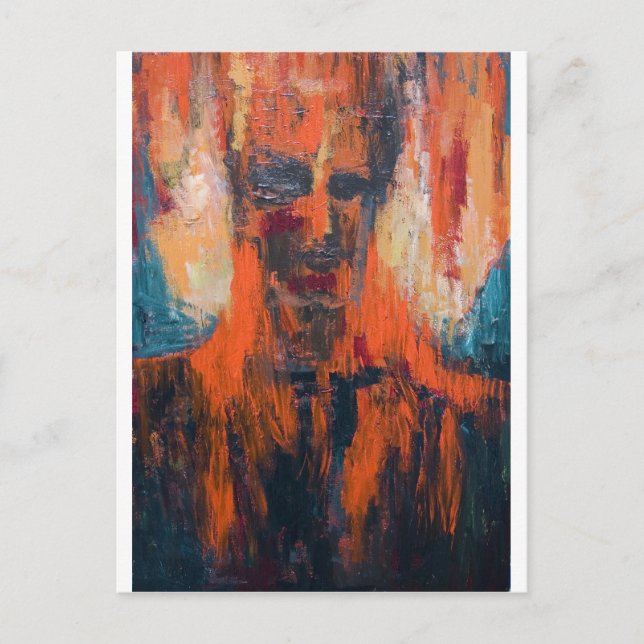 Spontan human Combustion (abstrakt porträtt) Vykort (Framsida)