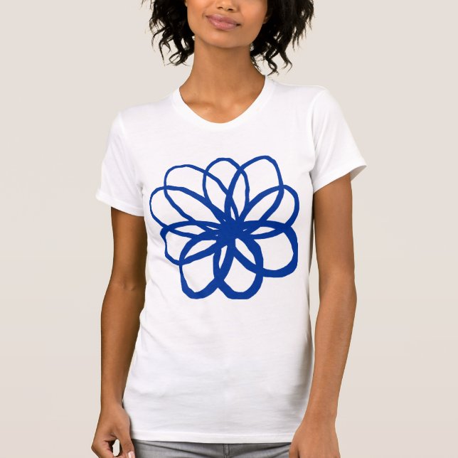 Spontanblomma - marinblå tee shirt (Framsida)