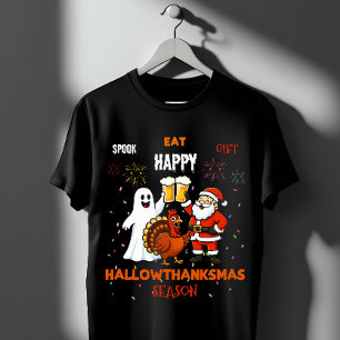 Spook Eat Gift Lycklig Hallowthanksmas Season T Shirt