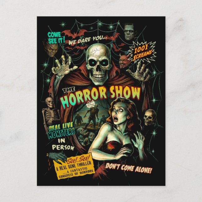 Spook Show Horror Retro-vykort Vykort (Framsida)